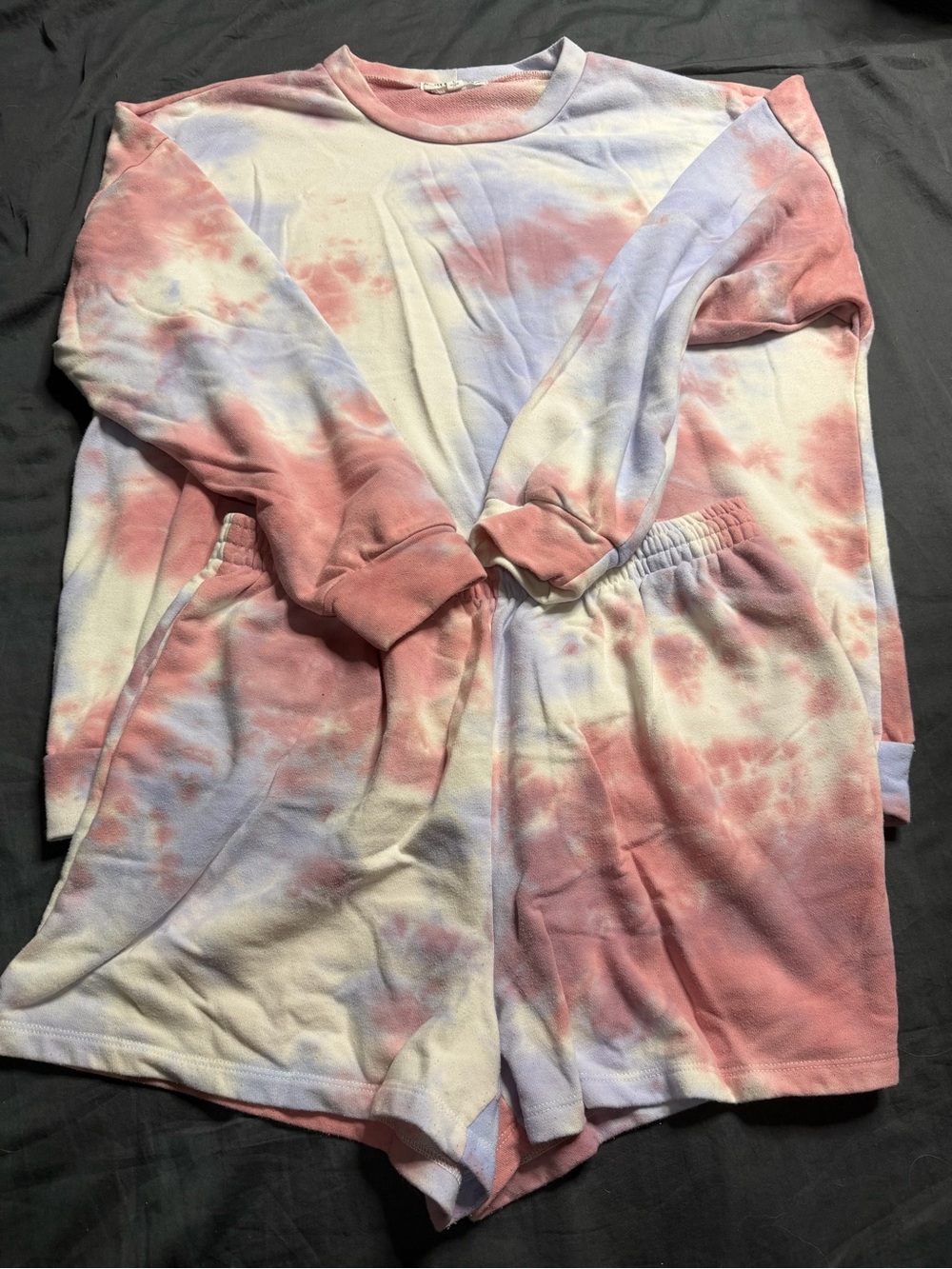 Sweet Rain Pastel Tie-Dye Lounge Set in Pink, Lavender & White